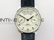 Portuguese Real PR Real Annual Calendar IW5035 ZF 1:1 Best Edition White Dial Blue Markers on Blue Leather Strap A52850