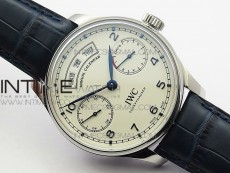 Portuguese Real PR Real Annual Calendar IW5035 ZF 1:1 Best Edition White Dial Blue Markers on Blue Leather Strap A52850