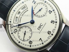 Portuguese Real PR Real Annual Calendar IW5035 ZF 1:1 Best Edition White Dial Blue Markers on Blue Leather Strap A52850