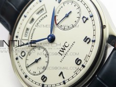 Portuguese Real PR Real Annual Calendar IW5035 ZF 1:1 Best Edition White Dial Blue Markers on Blue Leather Strap A52850
