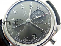 Portuguese IW390404 SS AZF 1:1 Best Edition Gray Dial A7750 On Black Leather Strap