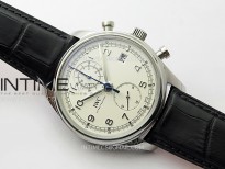 Portugieser Chrono Classic 42 IW390403 ZF 1:1 Best Edition White Dial Silver Markers on Black Leather Strap A7750