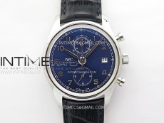 Portugieser Chrono Classic 42 IW390406 ZF 1:1 Best Edition Blue Dial Blue Hand on Black Leather Strap A7750