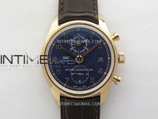 Portugieser Chrono Classic 42 IW3904 RG ZF 1:1 Best Edition Blue dial on Brown Leather Strap A7750