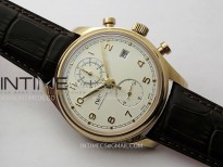 Portugieser Chrono Classic 42 IW3904 RG ZF 1:1 Best Edition White dial on Brown Leather Strap A7750
