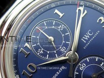 Portugieser Chrono Classic 42 IW390406 AZF 1:1 Best Edition Blue Dial Blue Hand on Black Leather Strap A7750