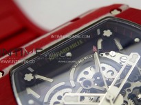 RM035 Red Carbon SONIC Best Edition Skeleton Dial on Red Rubber Strap Clone RMUL2