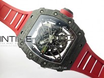RM035 Black Carbon SONIC Best Edition Skeleton Dial on Red Rubber Strap Clone RMUL2