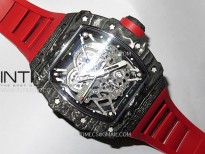 RM035 Black Carbon SONIC Best Edition Skeleton Dial on Red Rubber Strap Clone RMUL2