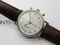 Classique 1399 SS VRF Best Edition White Dial On Brown Leather Asian Hand-Winding Chronograph