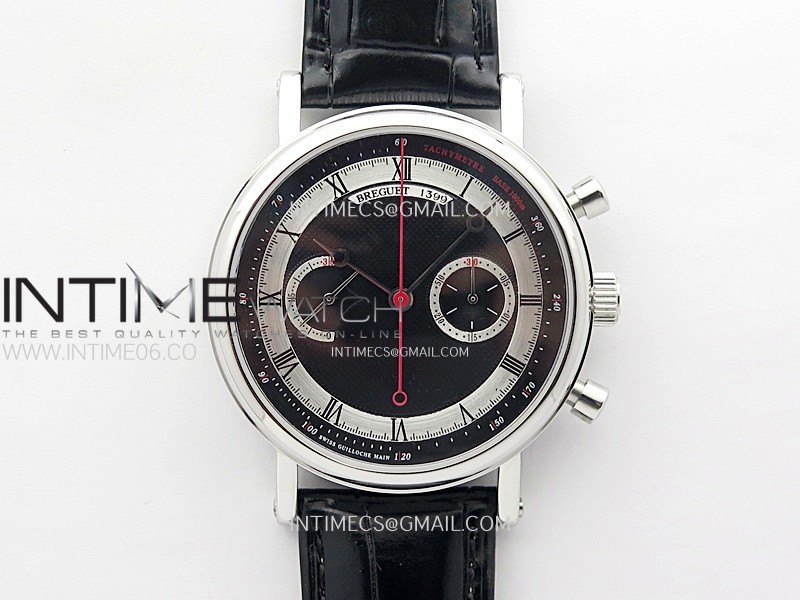 Classique 1399 SS VRF Best Edition Black Dial On Black Leather Asian Hand-Winding Chronograph