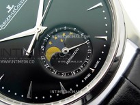 Master Ultra Thin Moon 1368420 SS ZF 1:1 Best Edition Black Dial on Black Leather Strap V3 SA925 Super Clone