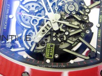 RM035-02 Real Red NTPT Carbon ZF 1:1 Best Edition Skeleton Dial on Red Rubber Strap V4