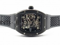 RM027 Titanium DLC Real Tourbillon EURF Best Edition Skeleton Skull Dial on Black Rubber Strap