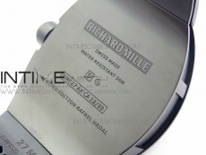 RM027 Titanium DLC Real Tourbillon EURF Best Edition Skeleton Skull Dial on Black Rubber Strap