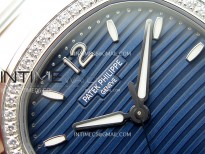 Nautilus 7118 New Version Ladies Diamonds Bezel PPF 1:1 Best Edition Blue Dial on SS Bracelet A324 Super Clone