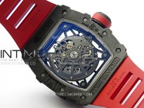 RM035-02 Real NTPT ZF All in one movement 1:1 Best Edition Skeleton Dial on Red Rubber Strap V5