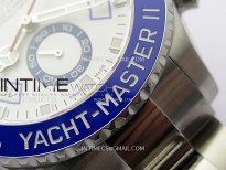 YachtMaster II 116680 Blue Ceramic Bezel SS KF 1:1 Best Edition White Dial on Bracelet A7750