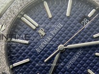 Royal Oak 41mm 15410 Frosted SS ZF 1:1 Best Edition Blue Textured Dial on SS Bracelet SA3120 Super Clone