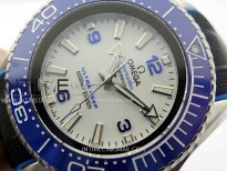 Seamaster 6000M Ultra Deep SS TF 1:1 Best Edition White Dial Blue Ceramic Bezel on Black Rubber Strap A2824