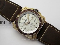 BR 03-92 Diver Ceramic Bezel Bronze B12 1:1 Best Edition White Dial on Brown Leather Strap MIYOTA 9015 (Free Rubber Strap)