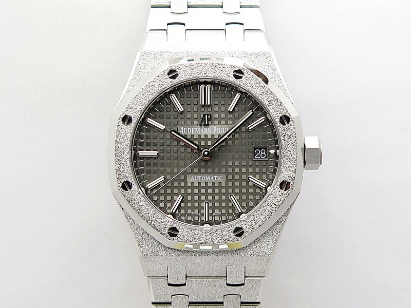 Royal Oak 37mm 15454 Frosted SS APSF 1:1 Best Edition Gray Textured Dial on Frosted SS Bracelet SA3120 Super Clone