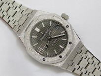 Royal Oak 41mm 15454 Frosted SS APSF 1:1 Best Edition Gray Textured Dial on Frosted SS Bracelet SA3120 Super Clone