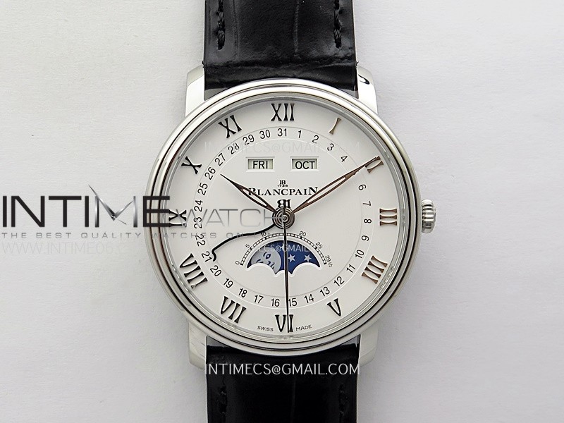 Villeret 6654 SS Complicated Function APSF 1:1 Best Edition White Dial on Leather Strap A6654