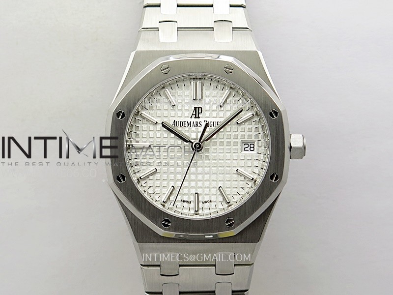Royal Oak 34mm 77350ST SS ZF 1:1 Best Edition White Textured Dial on SS Bracelet A5800