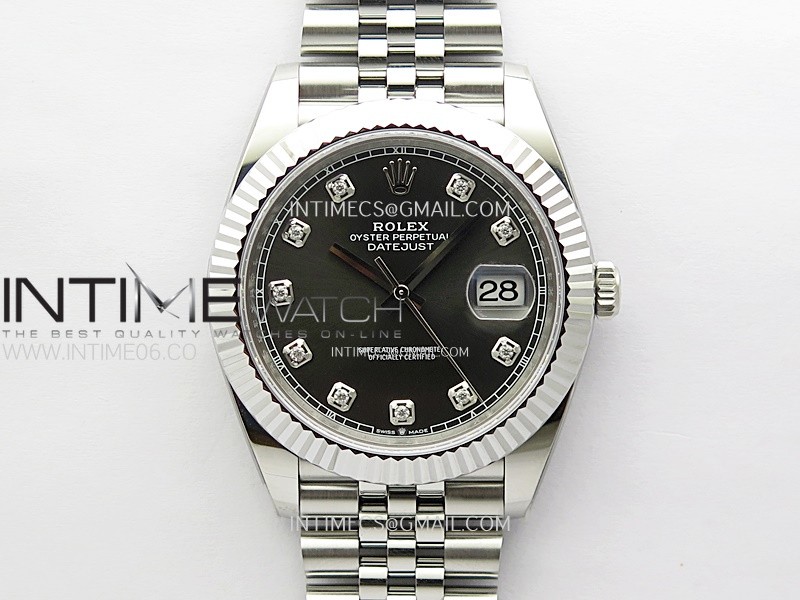 DateJust 41mm 126334 904 SS AR+F 1:1 Best Edition Rhodium Dial Diamonds Markers on Jubilee Bracelet SH3235