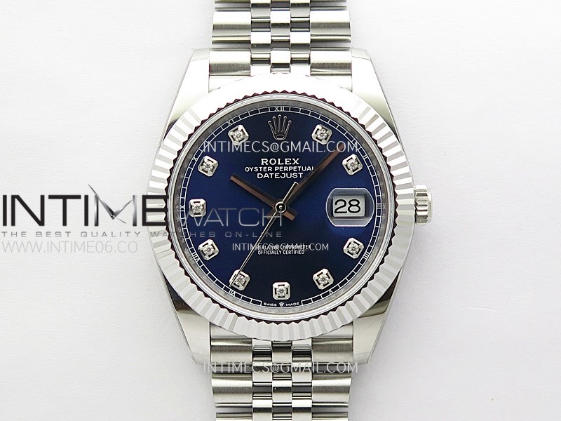 DateJust 41mm 126334 904 SS AR+F 1:1 Best Edition Blue Dial Diamonds Markers on Jubilee Bracelet SH3235