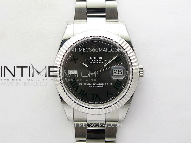 DateJust 41mm 126334 904 SS AR+F 1:1 Best Edition Gray Dial Green Roman Markers on Oyster Bracelet SH3235