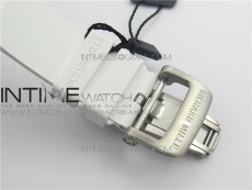 RM011 Real White Ceramic Chronograph KVF 1:1 Best Edition Crystal Skeleton Dial Blue on White Rubber Strap A7750