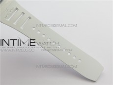 RM011 Real White Ceramic Chronograph KVF 1:1 Best Edition Crystal Skeleton Dial Blue on White Rubber Strap A7750