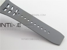 RM011 Real White Ceramic Chronograph KVF 1:1 Best Edition Crystal Skeleton Dial Blue on Gray Rubber Strap A7750