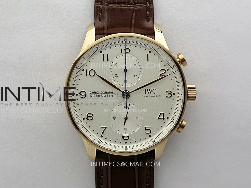 Portuguese Chrono IW371611 RG ZF 1:1 Best Edition White Dial on Brown Leather Strap A69355