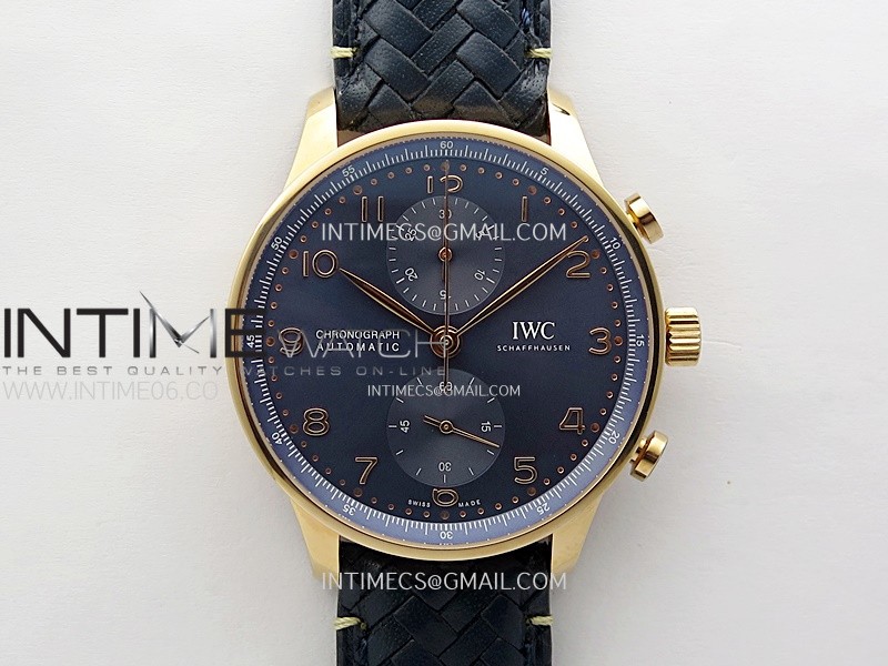 Portuguese Chrono IW371614 RG ZF 1:1 Best Edition Blue Dial on Blue Leather Strap A69355