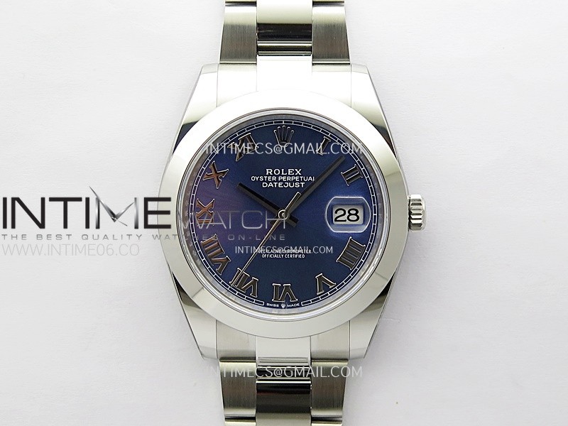DateJust 41mm 126300 904 SS AR+F 1:1 Best Edition Blue Dial Roman Markers on Oyster Bracelet SH3235