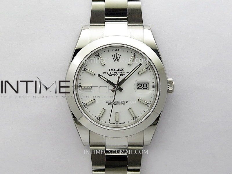 DateJust 41mm 126300 904 SS AR+F 1:1 Best Edition White Dial Sticks Markers on Oyster Bracelet SH3235