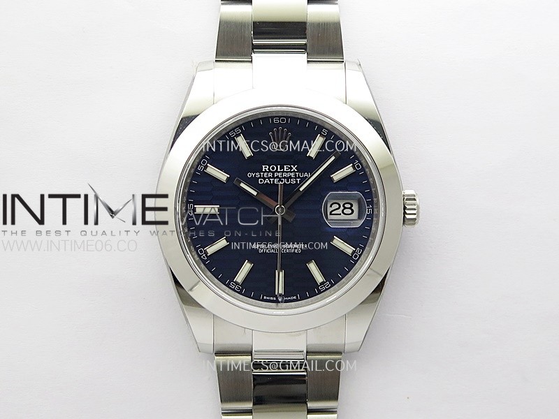 DateJust 41mm 126300 904 SS AR+F 1:1 Best Edition Fluted Blue Dial Sticks Markers on Oyster Bracelet SH3235