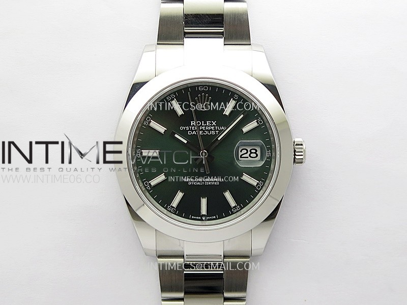 DateJust 41mm 126300 904 SS AR+F 1:1 Best Edition Green Dial Sticks Markers on Oyster Bracelet SH3235