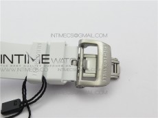 RM011 Real White Ceramic Chronograph KVF 1:1 Best Edition Crystal Skeleton Dial Green on White Rubber Strap A7750