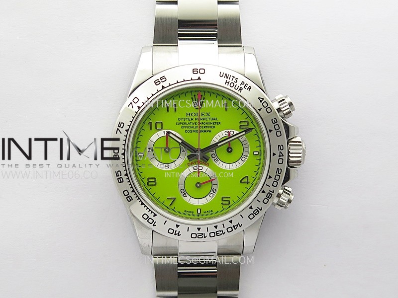 Daytona SS Bezel Noob Best Edition Green Dial Numbers Markers on SS Oyster Bracelet SA4130