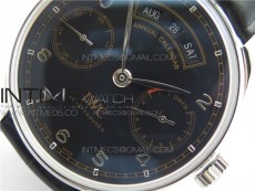 PORTUGUESE REAL PR REAL ANNUAL CALENDAR IW503502 ZF 1:1 BEST EDITION BLACK DIAL ON BLACK LEATHER STRAP A52010