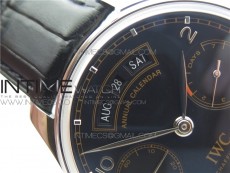 PORTUGUESE REAL PR REAL ANNUAL CALENDAR IW503502 ZF 1:1 BEST EDITION BLACK DIAL ON BLACK LEATHER STRAP A52010