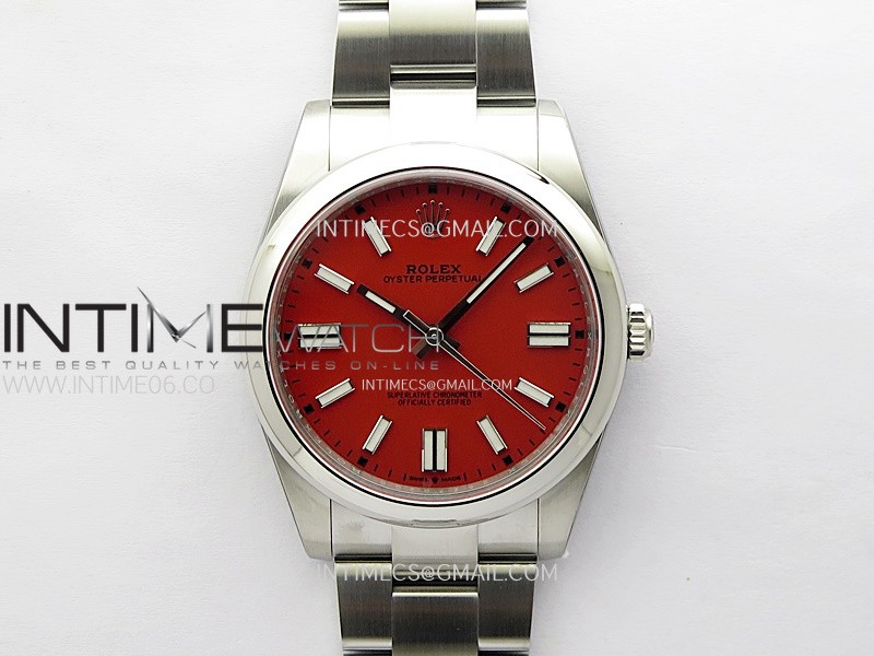 Oyster Perpetual 124300 41mm 904L Clean 1:1 Best Edition Red Dial On SS Bracelet VR3230