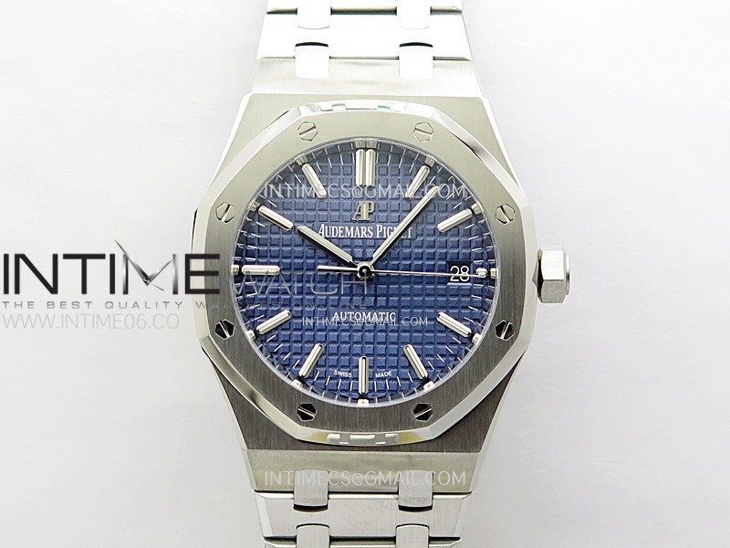 Royal Oak 37mm 15450 SS ZF 1:1 Best Edition Blue Textured Dial on SS Bracelet SA3120 Super Clone