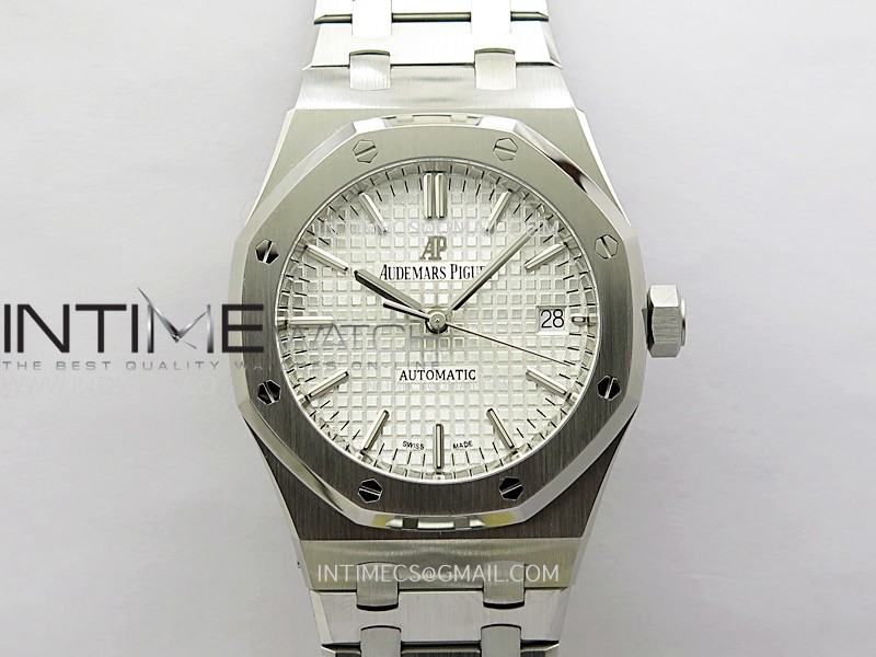 Royal Oak 37mm 15450 SS ZF 1:1 Best Edition Silver Textured Dial on SS Bracelet SA3120 Super Clone