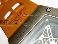 RM052-05 Brown Ceramic Bezel Carbon Case YSF Best Edition Skeleton Dial on Orange Rubber Strap Tourbillon