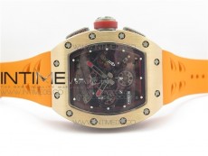 RM011-FM RG CHRONOGRAPH RG CASE KVF 1:1 BEST EDITION CRYSTAL SKELETON DIAL ON ORANGE RUBBER STRAP A7750
